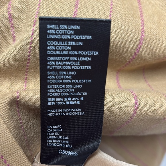 Free People Ashby Oversized Double Breasted Stripe Blazer Tan/Pink Size XS NWT - Picture 10 of 10